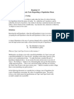 Handout 13 Hypothesis Tests Regarding A Population Mean: Introduction To Hypothesis Testing