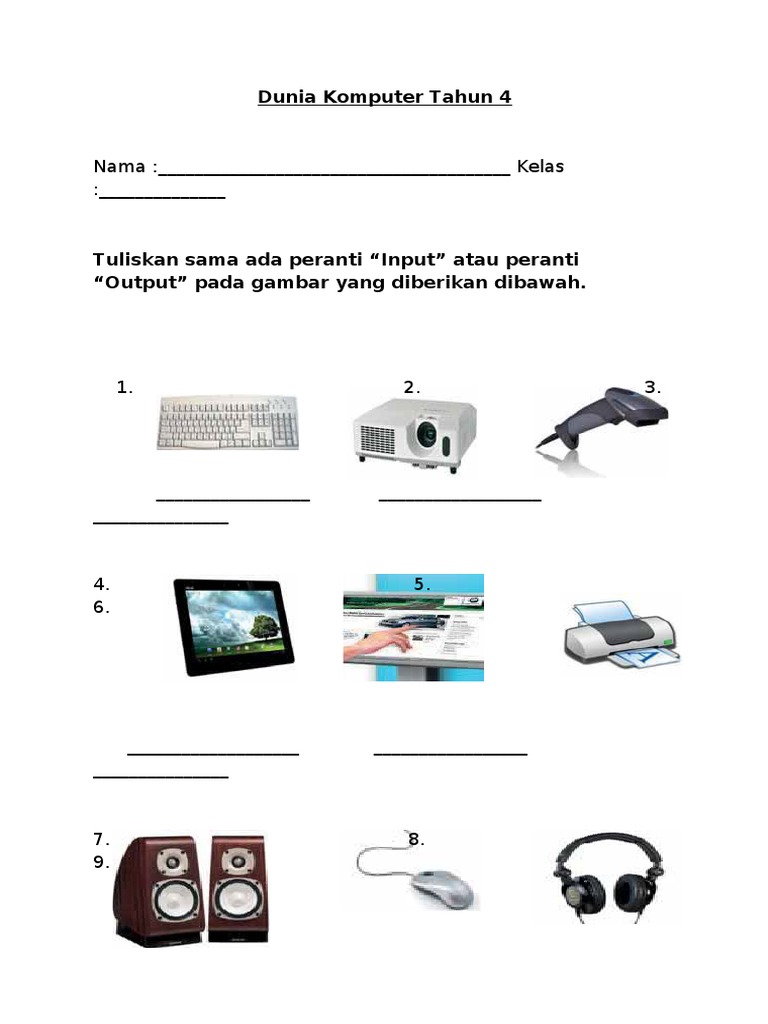 TMK Tahun 4 Lembaran Kerja Peranti Input Output  PDF