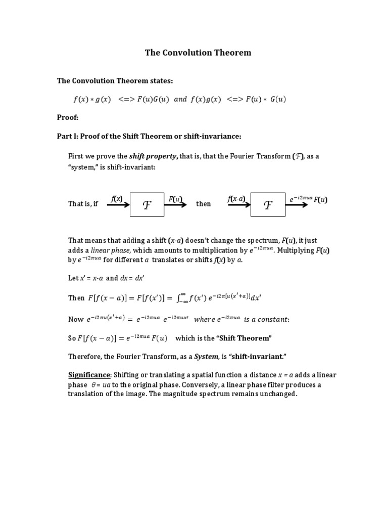 Proof Of Convolution Theorem Convolution Fourier Transform