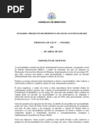 PROJECTO DE PROPOSTA DE LEI DA NACIONALIDADE - versão final (aprovado no CM)