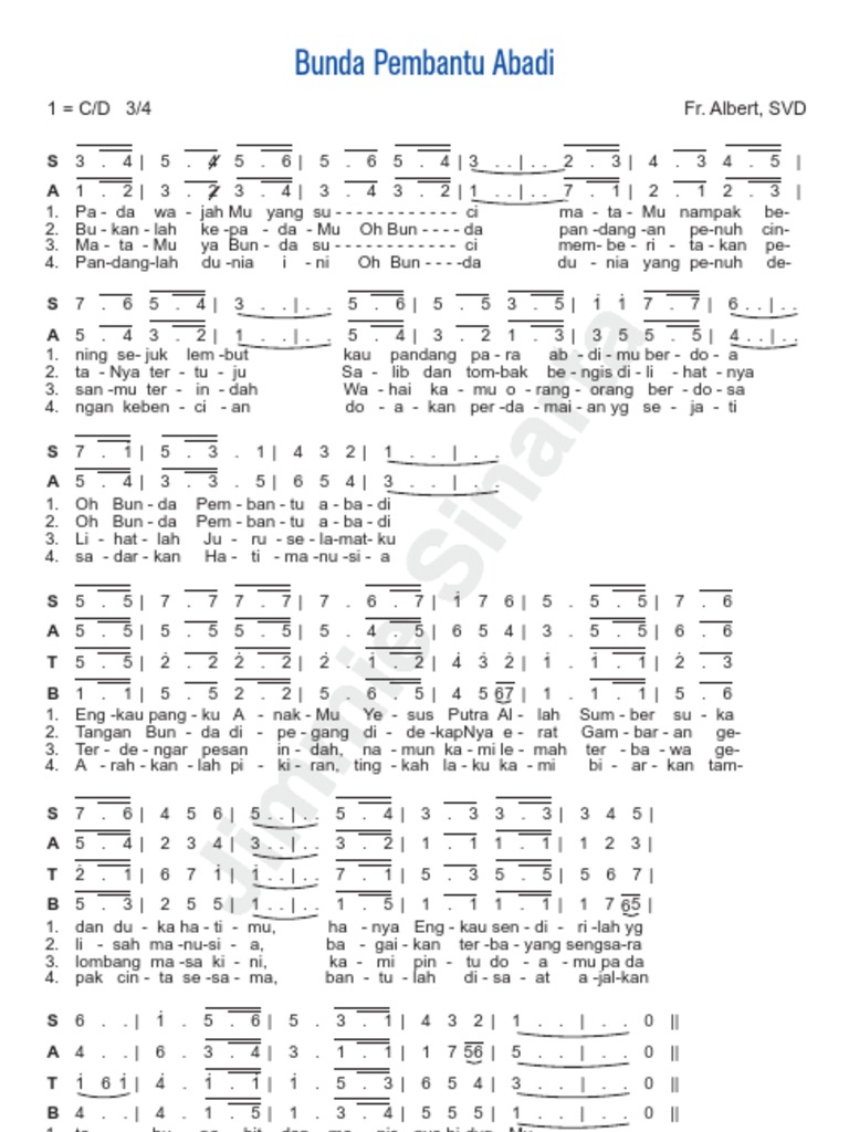 Partitur Bunda Pembantu Abadi