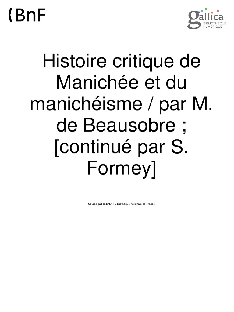 Histoire de Manichée Et Du Manichéisme | PDF | Informations ...