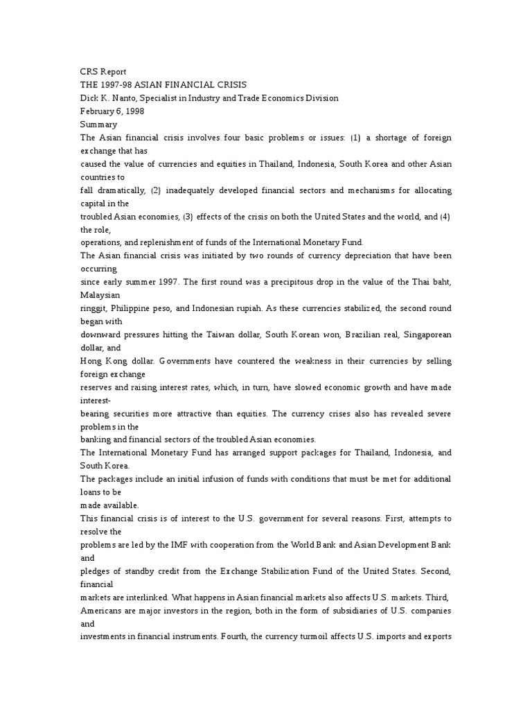 Crisis Document | PDF | 1997 Asian Financial Crisis | International ...