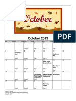 October 2013: Sunday Monday Tuesday Wednesday Thursday Friday Saturday
