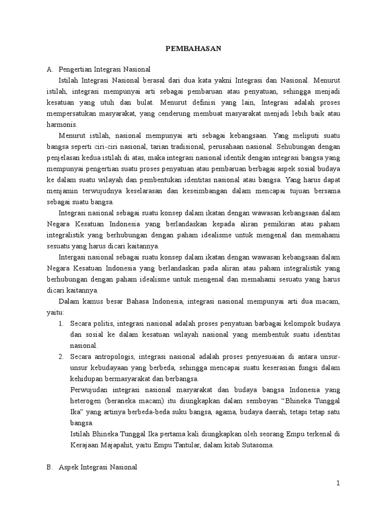 Makalah Integrasi Nasional