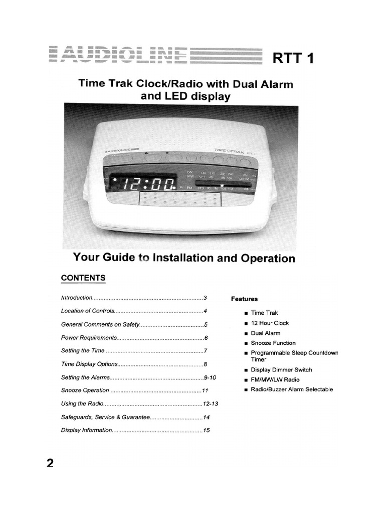 Audioline RTT1 Clock Radio Manual