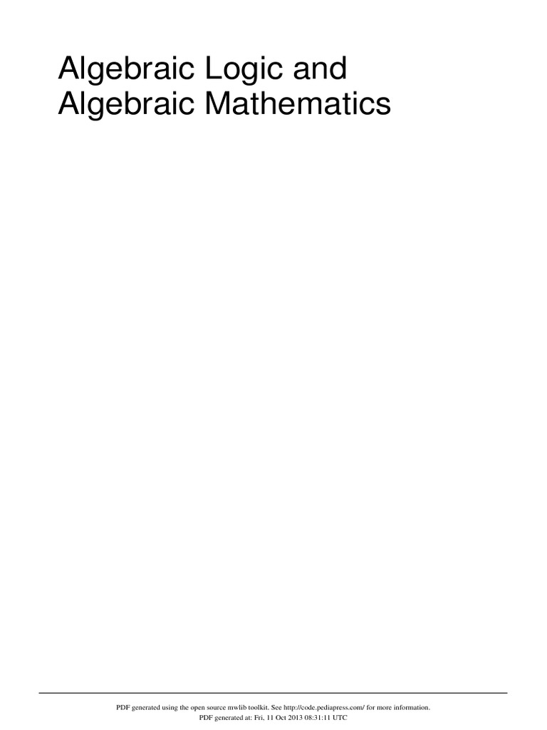 Algebraic Logic and Algebraic Mathematics | PDF | Boolean