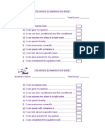 Speaking Examination Sheet