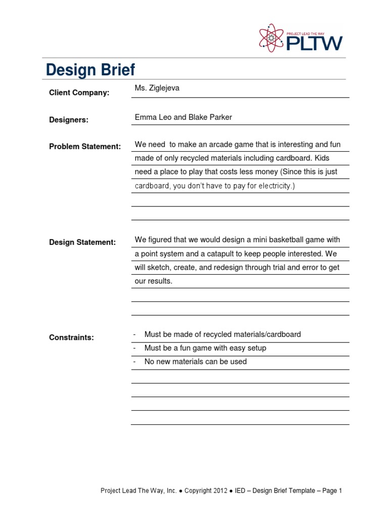 Design Brief Client Company PDF