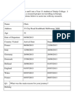 travel questionnaire   chris