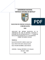 Aplicación del método dialéctico en el aprendizaje de Historia, Geografía y Economía