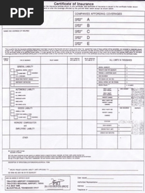 Certificate of Insurance