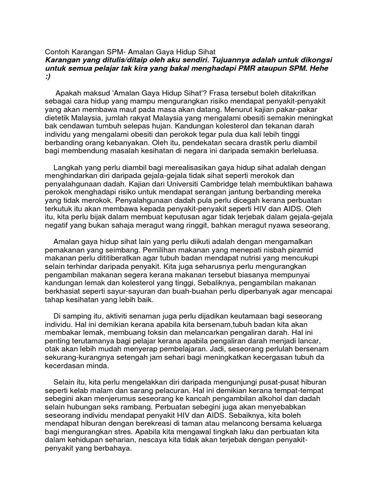 Contoh Karangan Spm Pdf