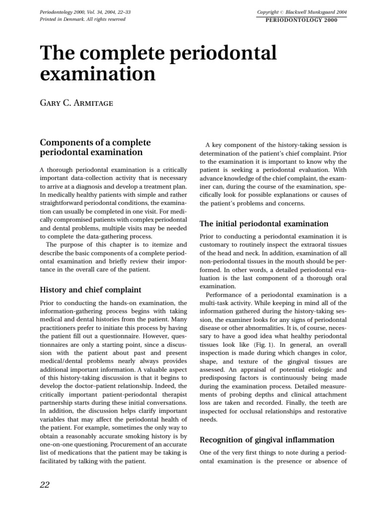 The Complete Periodontal Examination (2004) | PDF