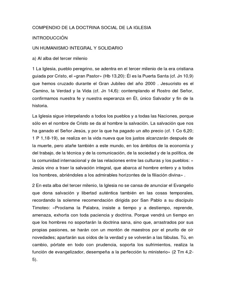 Compendio de la Doctrina Social Católica | PDF | Iglesia Católica ...