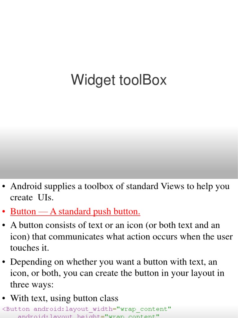 Android Button Widget Guide | PDF