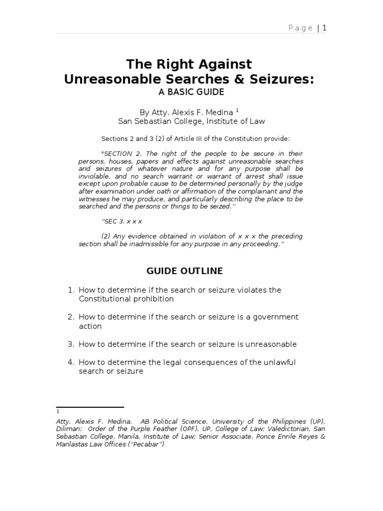 UNLAWFUL Case Doctrines Search And Seizure Search Warrant