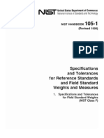 NIST HANDBOOK 105-1 Specifications and Tolerances for Reference Standards and Field Standard Weights and Measures