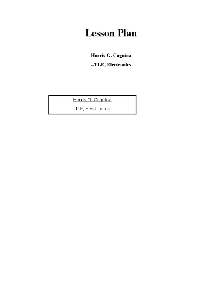 Lesson Plan: Harris G. Caguioa - TLE, Electronics | PDF