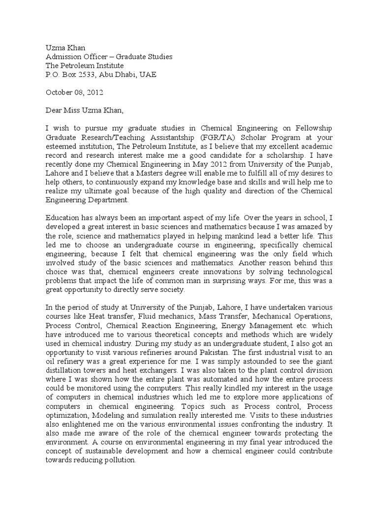 cover letter phd chemical engineering