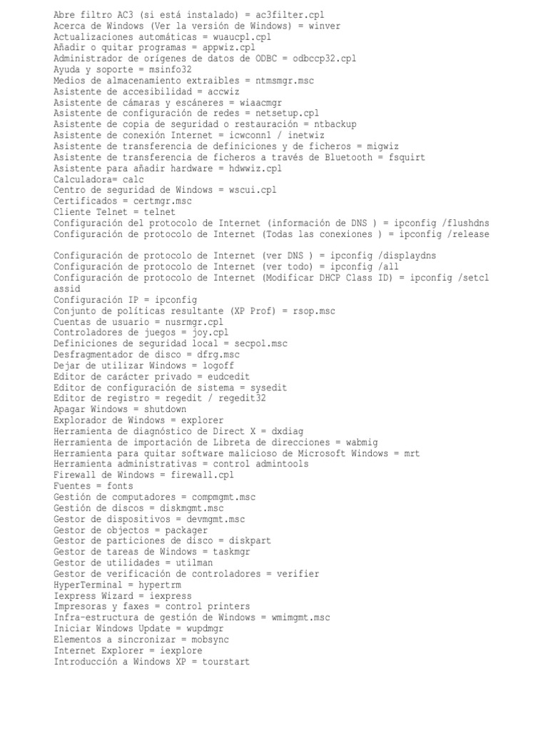 Comandos CMD | PDF | Cortafuegos (informática) | Microsoft Windows