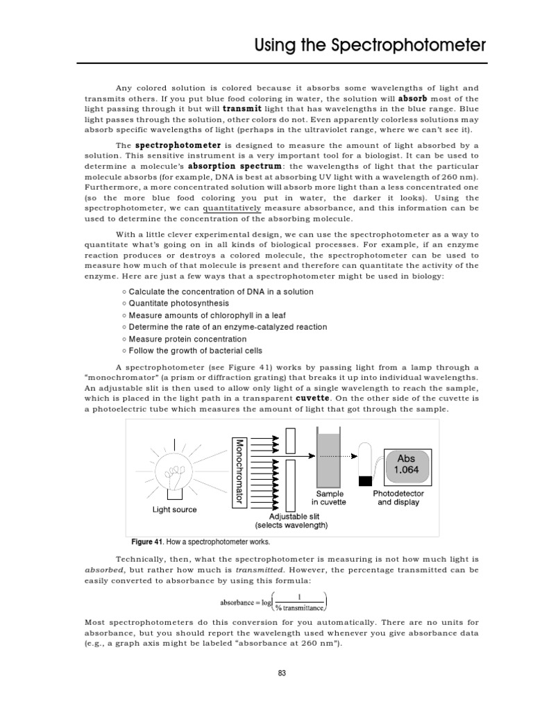 Quantifying Absorption Using a Spectrophotometer A Guide to Measuring
