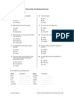 Personality Vocabulary Exercise: Written by Bob Wilson ©robert Clifford Mcnair Wilson 2007