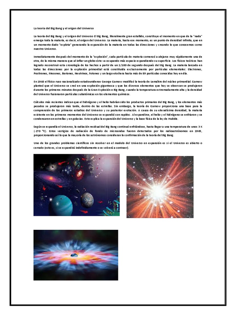 Teoría del Big Bang y origen del universo | PDF | Big Bang | Universo