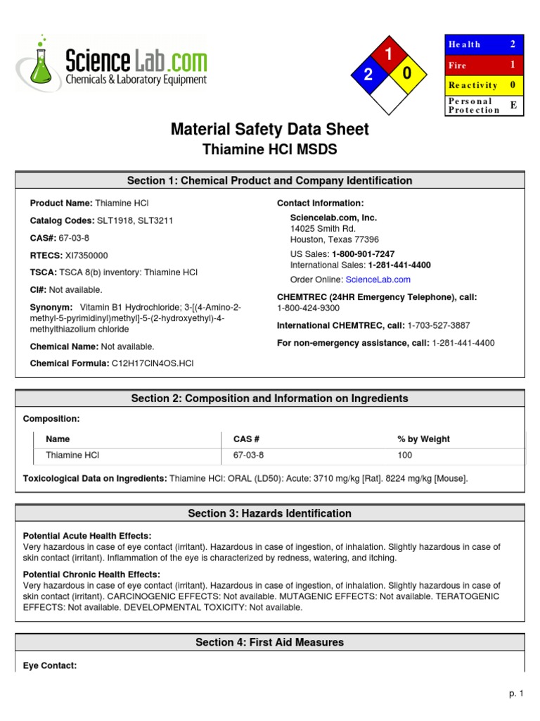 msds Toxicity Personal Protective Equipment