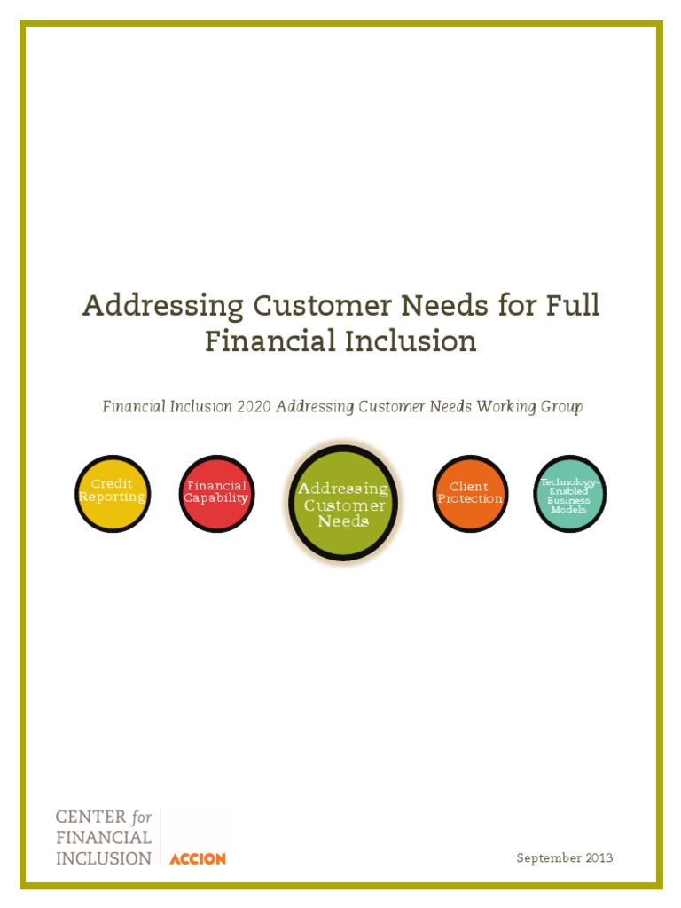 Addressing Customer Needs For Full Financial Inclusion | PDF