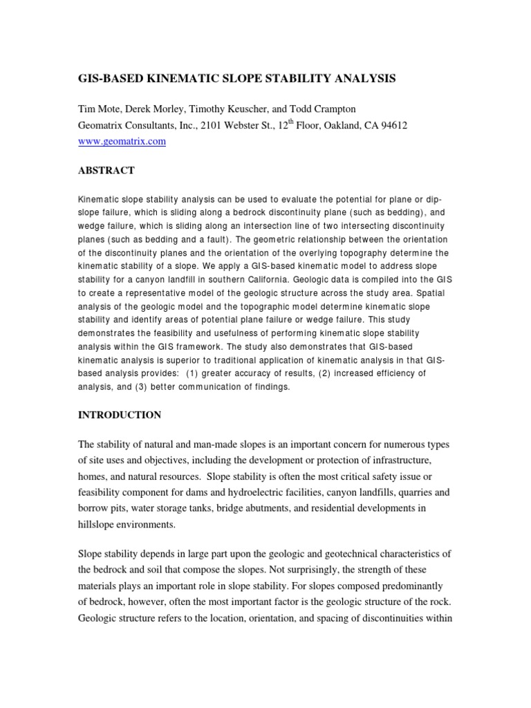 GIS Kinematic Slope Stability Analysis | PDF | Geographic Information ...