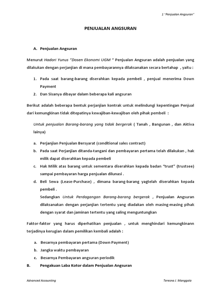 Resume Penjualan Angsuran