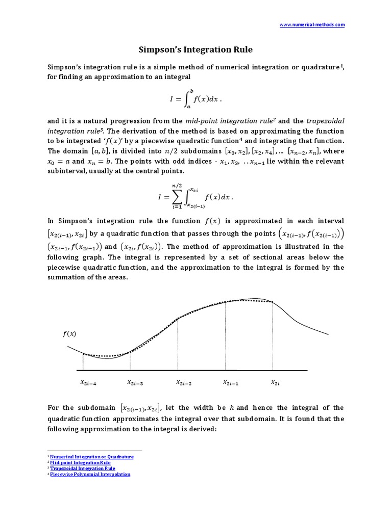 Simpson's Integration Rule | PDF | Integral | Approximation