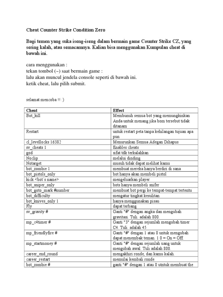 Cheat Counter Strike Condition Zero | PDF