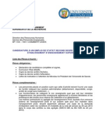 Dossier de candidatura para la campaña de contratación de docentes de español para 2014-2015 SECOND DEGRÉ. Université de Savoie, Chambéry (France)