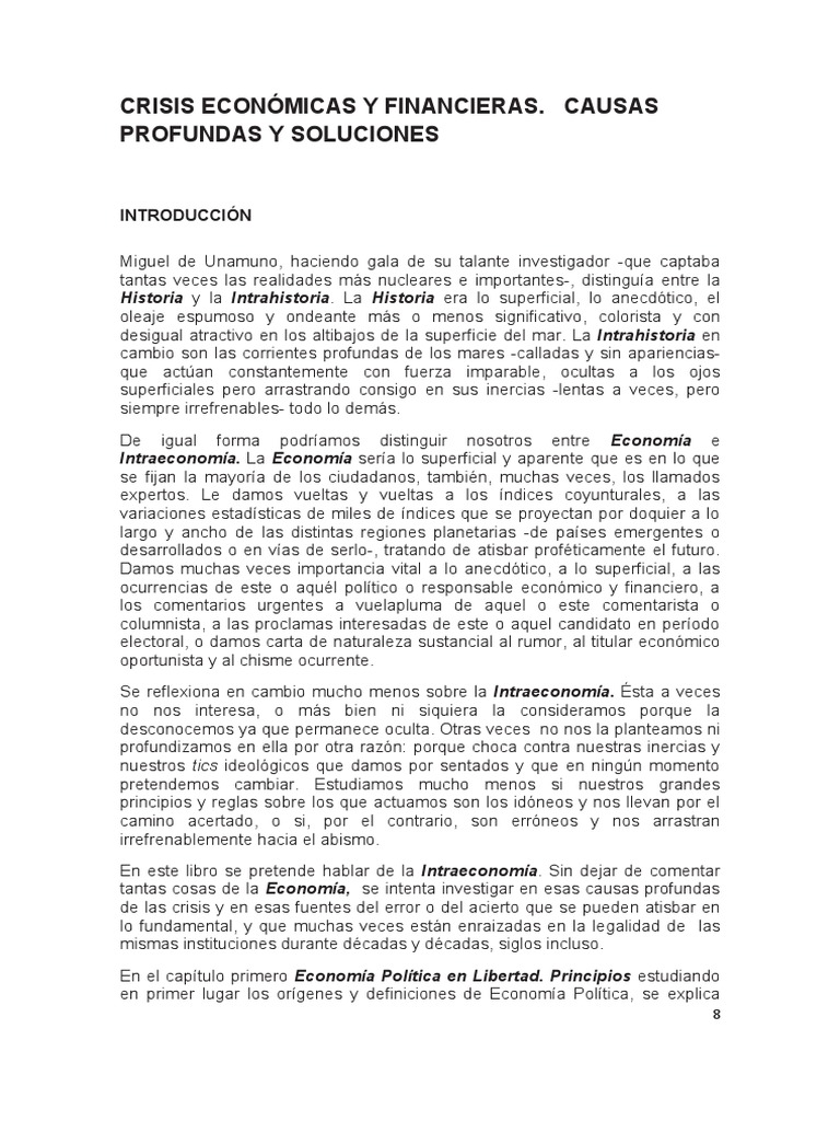 Crisis económicas y financieras Causas profundas y soluciones. Introduccion y Cap1