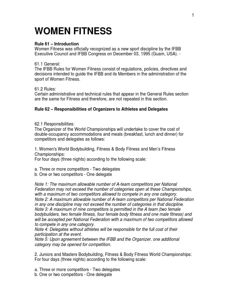 Womens Fitness Rules IFBB | PDF | Physical Attractiveness | Hand