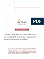 AERES - Criteres Identification Ensgts-Chercheurs