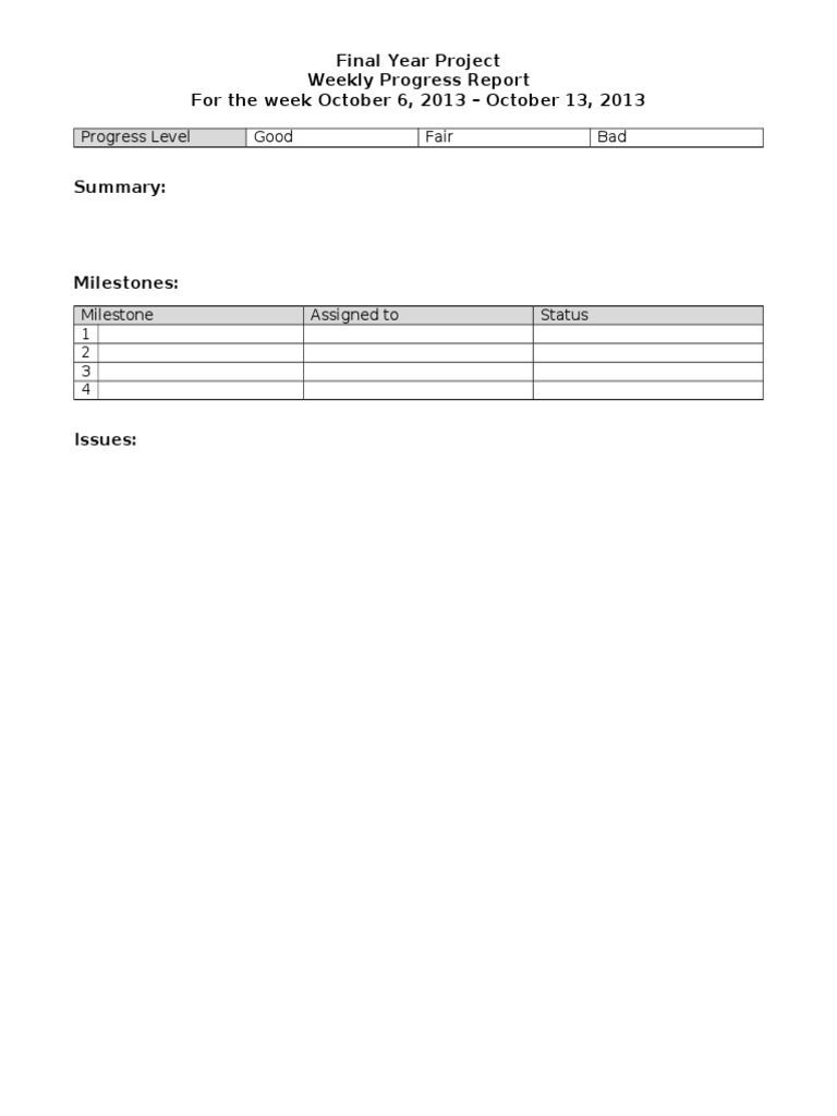 Weekly Progress Report Template | PDF