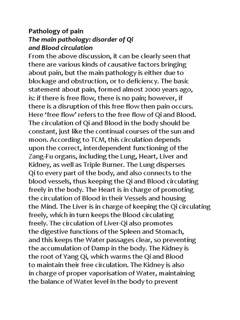 The Main Pathology: Disorder of Qi and Blood Circulation | PDF