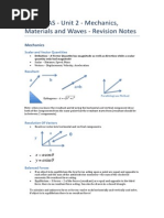 Physics as - Unit 2 - Revision Notes