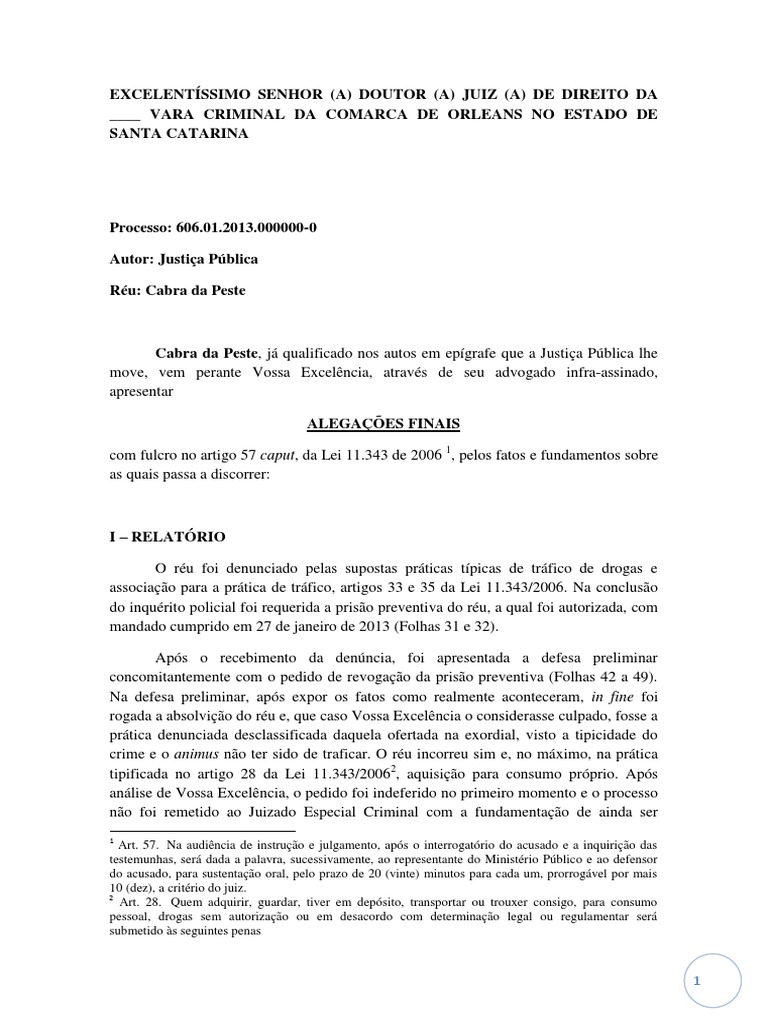 Alegações Finais PDF Procedimento criminal Réu