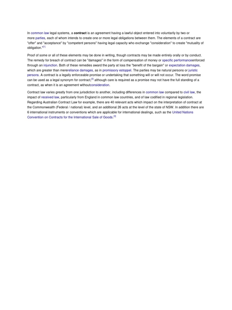 Elements of Common Law Contracts | PDF | Law