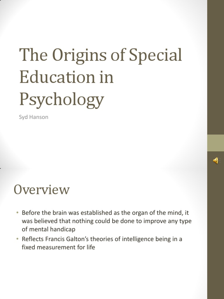 The Origins of Special Education in Psychology | PDF