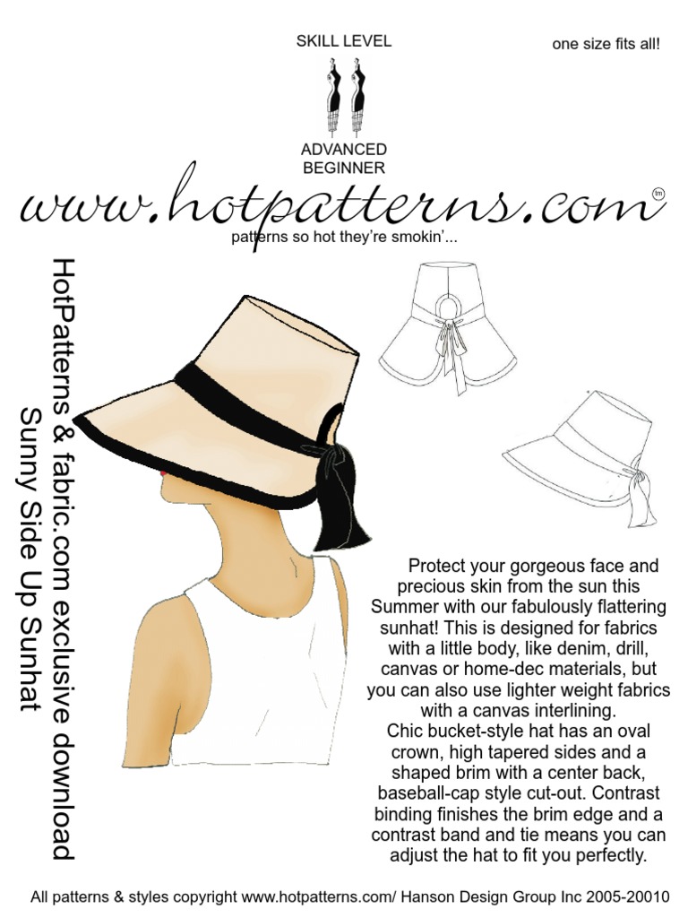 HP Fabric - Com Sunny Side Up Sunhat-1 | PDF | Seam (Sewing) | Textile Arts