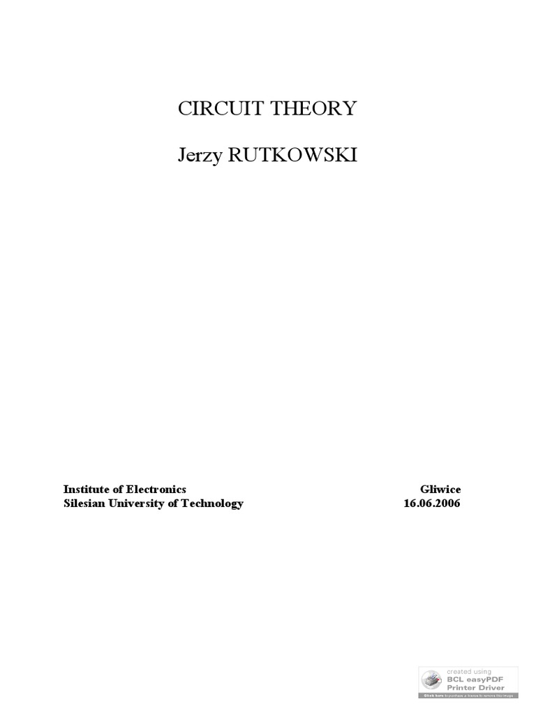 Introduction to Circuit Theory Basic Concepts and Analysis Techniques