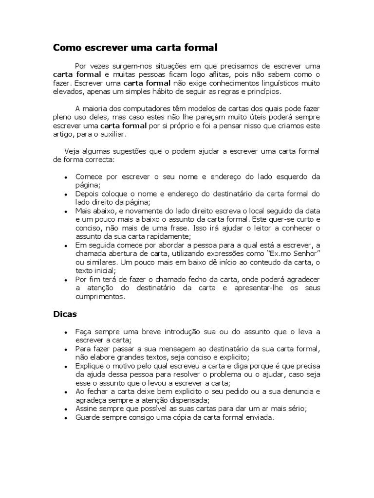 Guia para Escrever Carta Formal | PDF