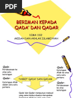 BERIMAN KEPADA QADA’ DAN QADAR