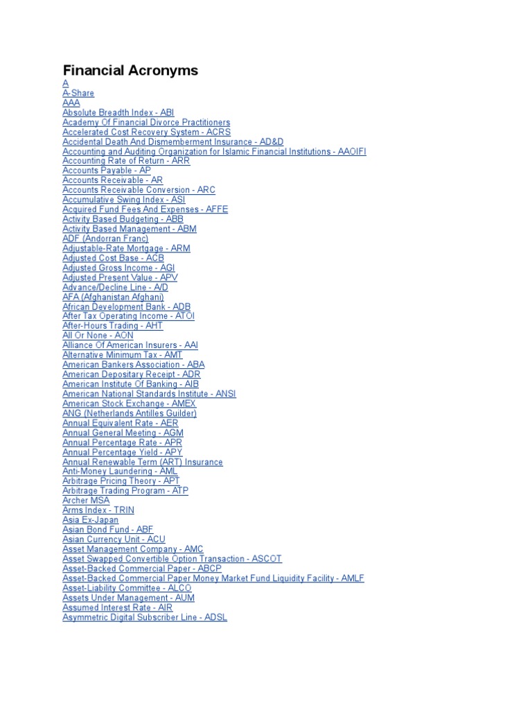 Financial Acronyms Earnings Before Interest Securities (Finance)