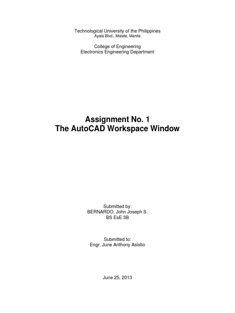 AutoCAD Workspace Assignment Overview | PDF | Art